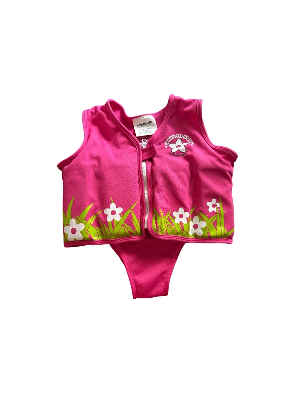 Poolmaster Child Butterfly/Flowers Foam Swim Vest sz 3-6 with detachable bottom